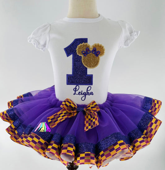 Afro Puff/ African Purple Print Tutu Set