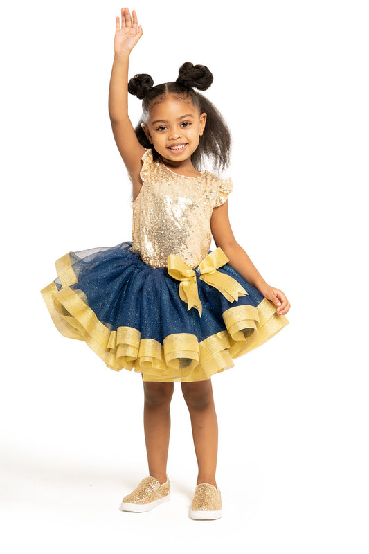 Blue and Gold Ribbon Trimmed Tutu