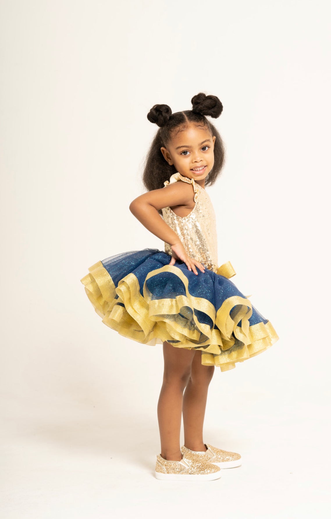 Blue and Gold Ribbon Trimmed Tutu