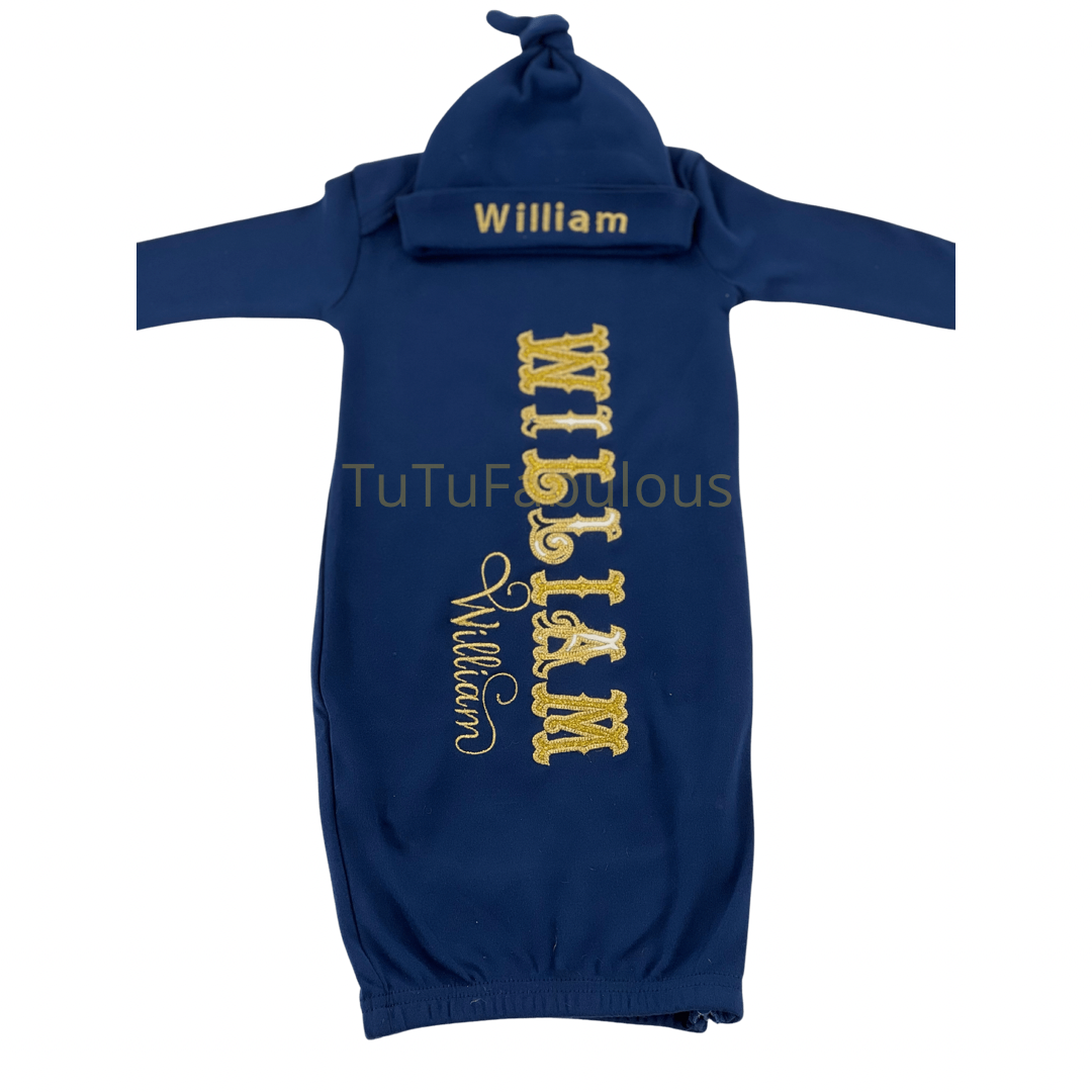 Personalized Baby Gown and Cap
