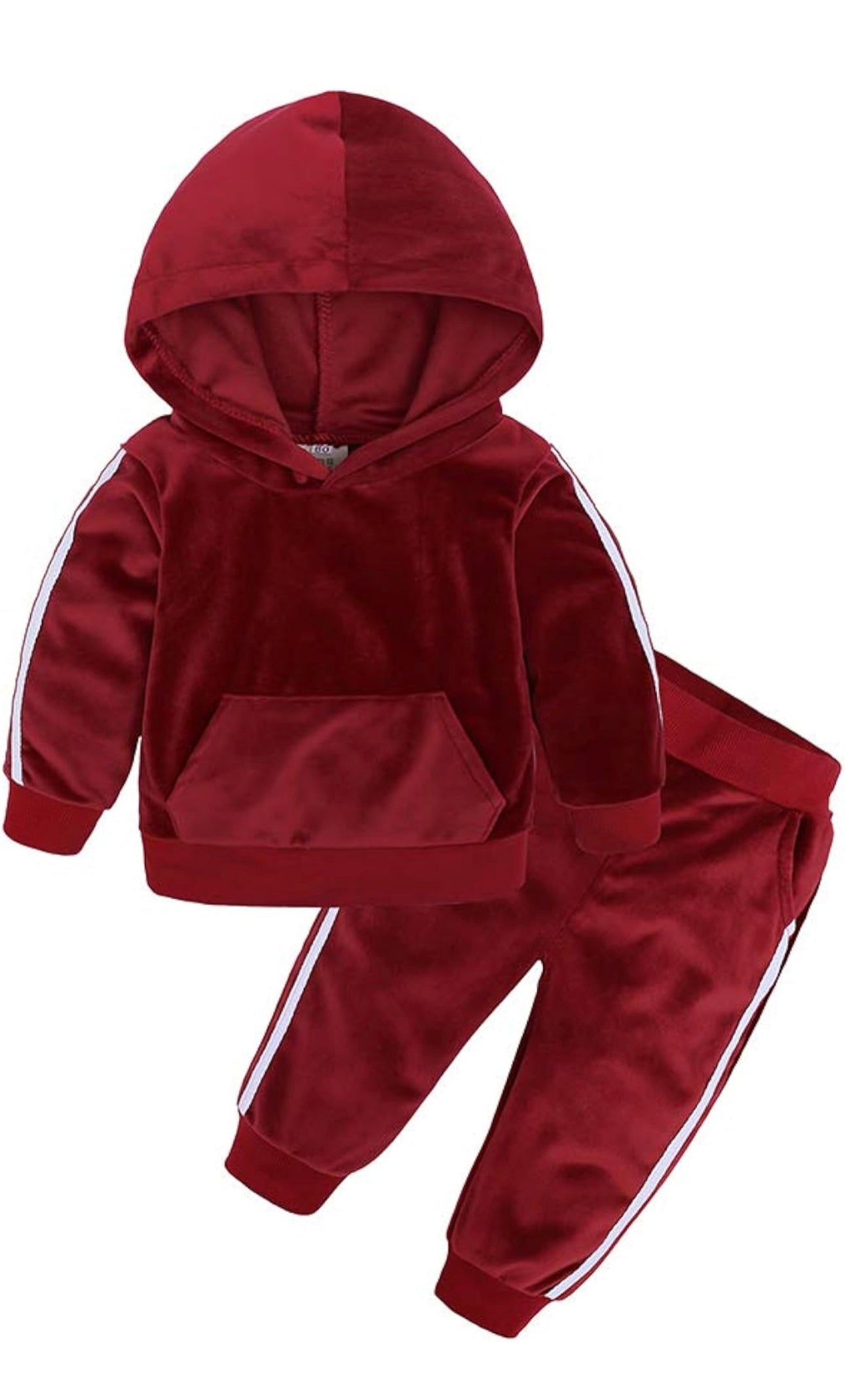 2 Pc Velvet Hooded Tracksuit Pullover Top