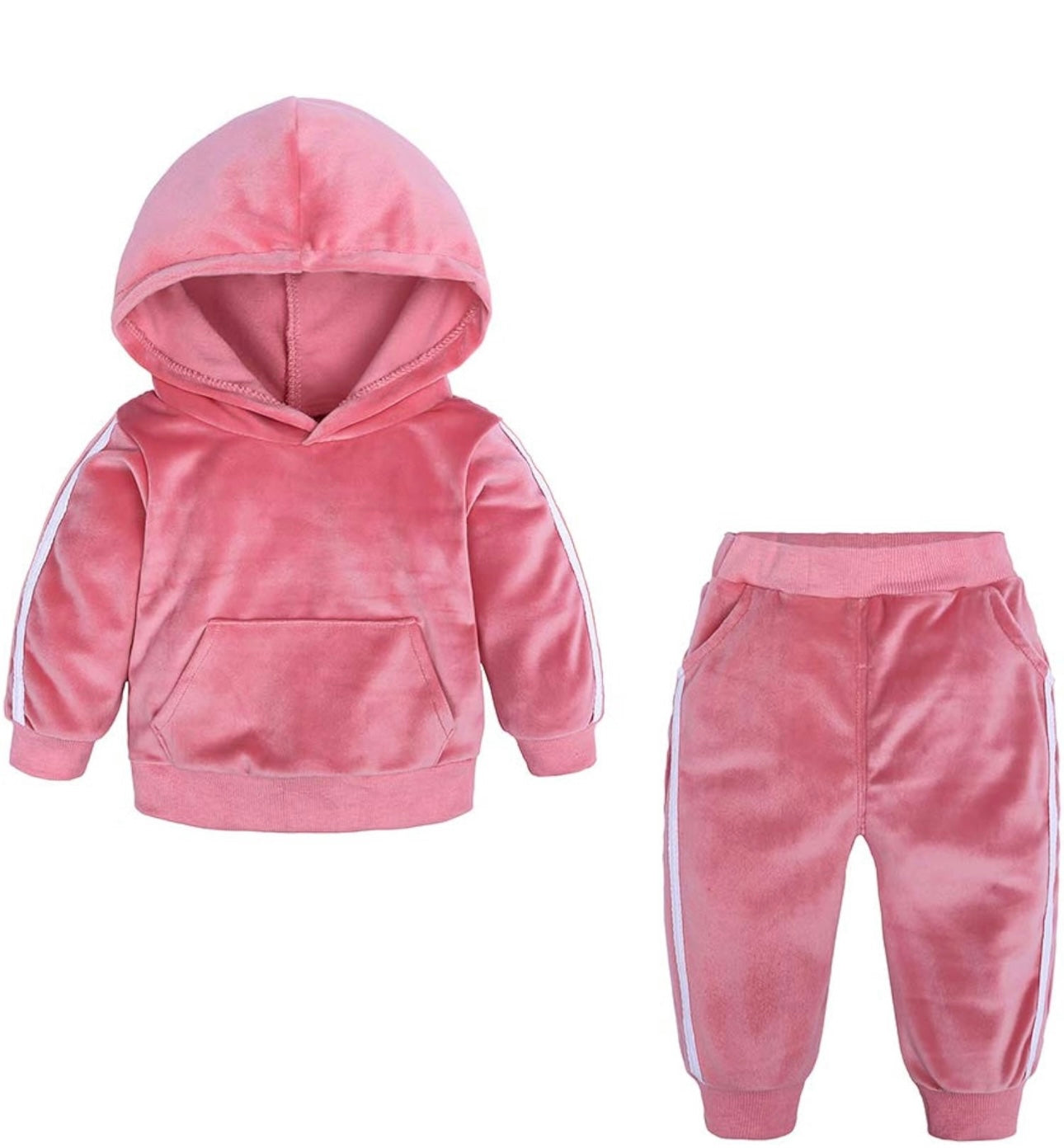 2 Pc Velvet Hooded Tracksuit Pullover Top