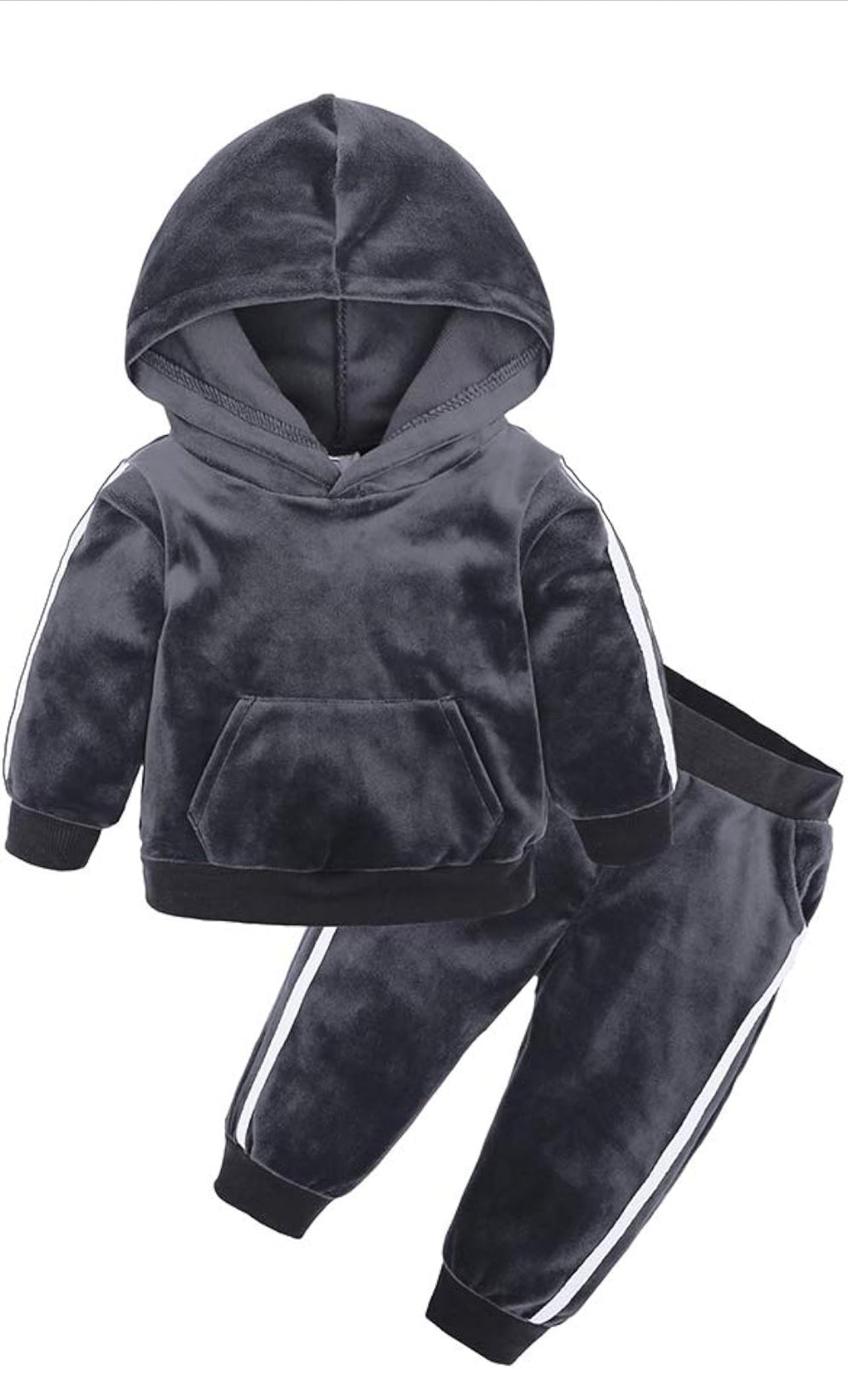 2 Pc Velvet Hooded Tracksuit Pullover Top