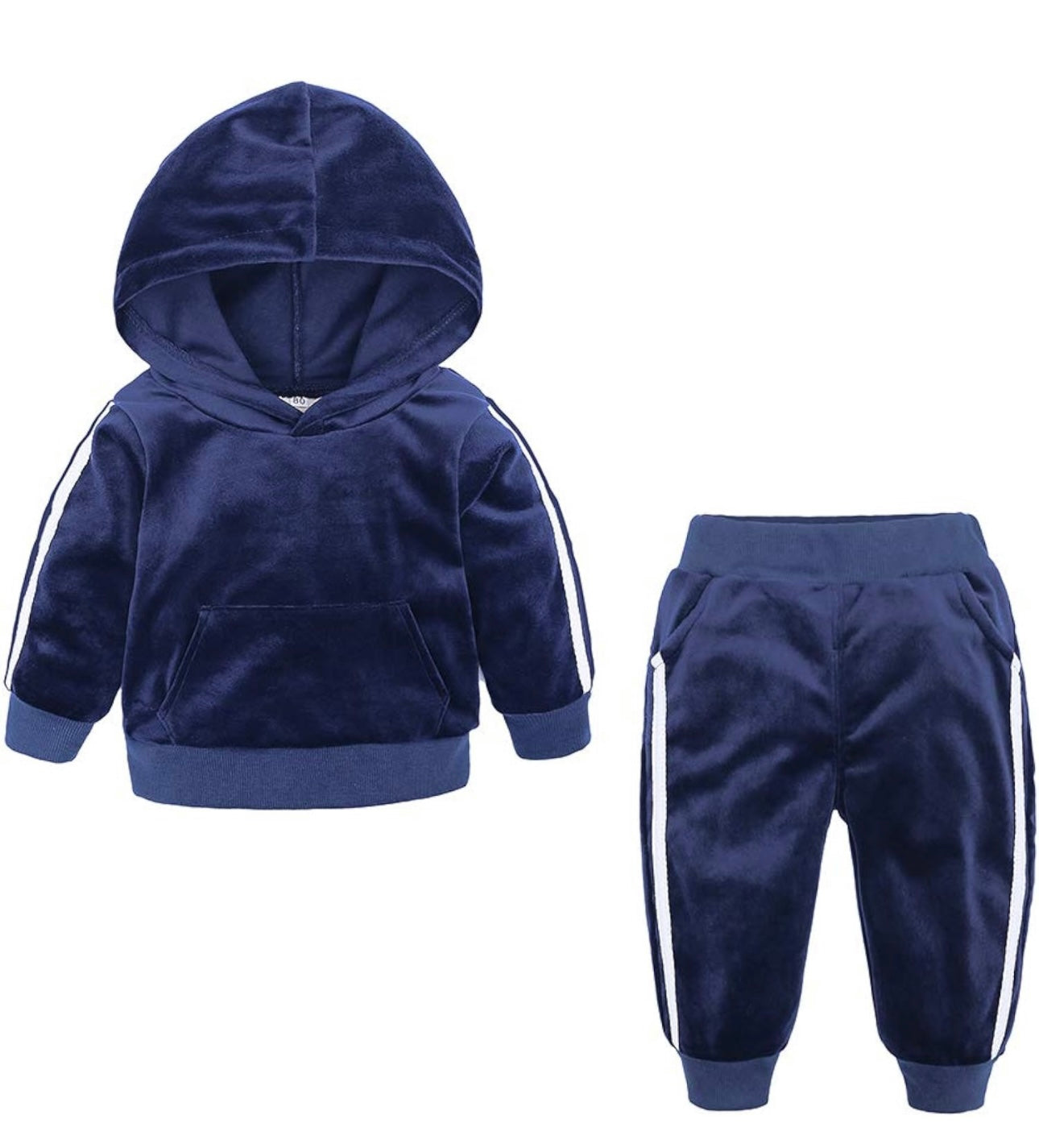 2 Pc Velvet Hooded Tracksuit Pullover Top