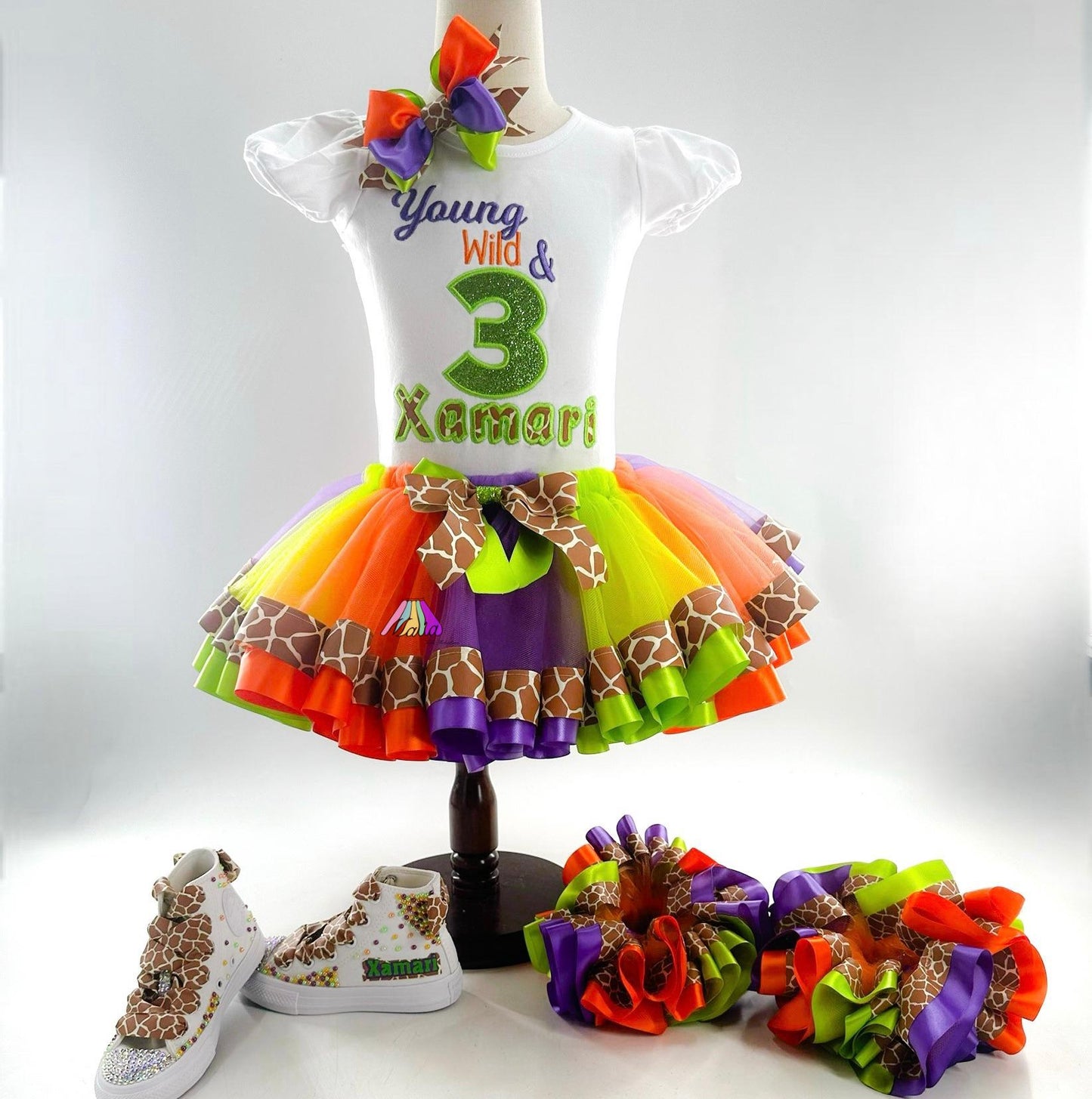 Wild One Birthday Tutu Outfit: Safari Theme, Personalized Bodysuit