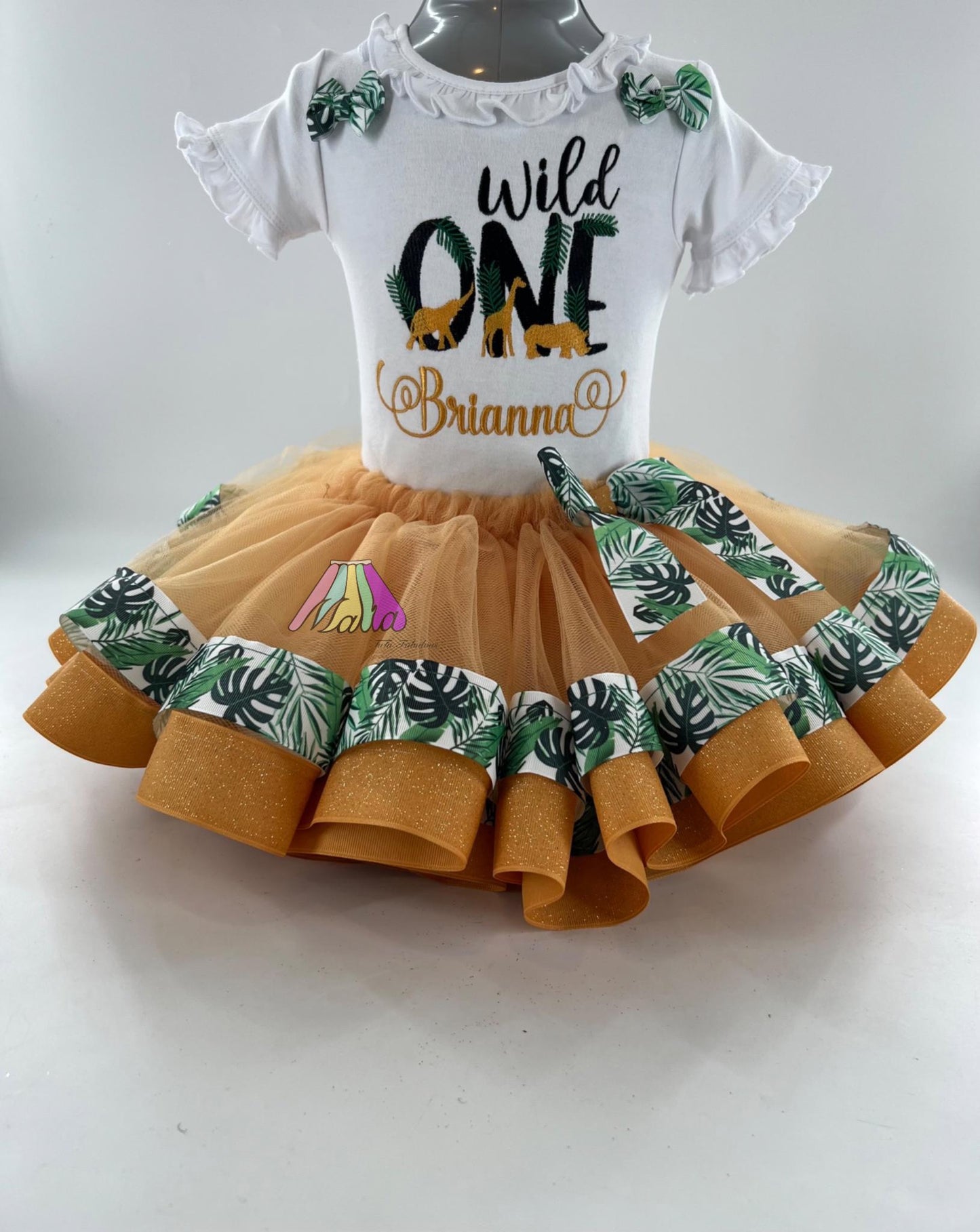 Wild One Birthday Tutu Outfit: Safari Theme, Personalized Bodysuit