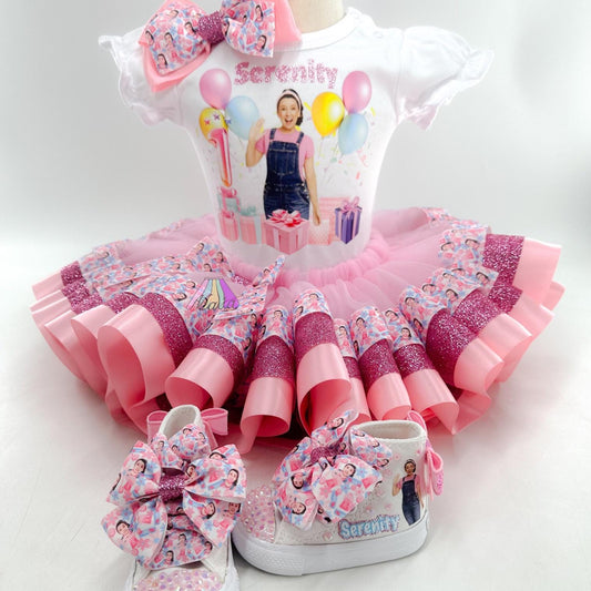 Miss Rachel Birthday Tutu Outfit: Custom Shirt, Bow & Sneakers