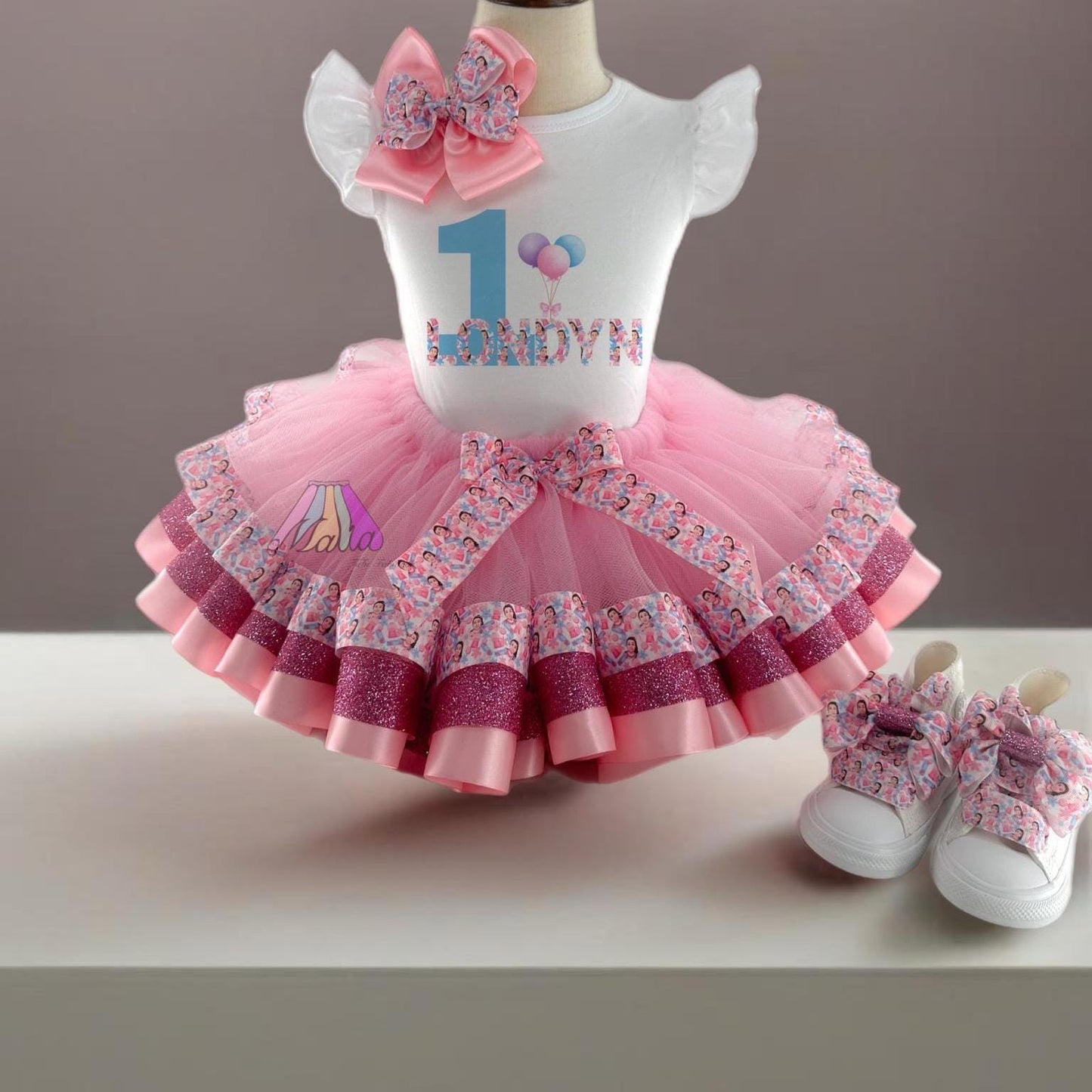Miss Rachel Birthday Tutu Outfit: Custom Shirt, Bow & Sneakers