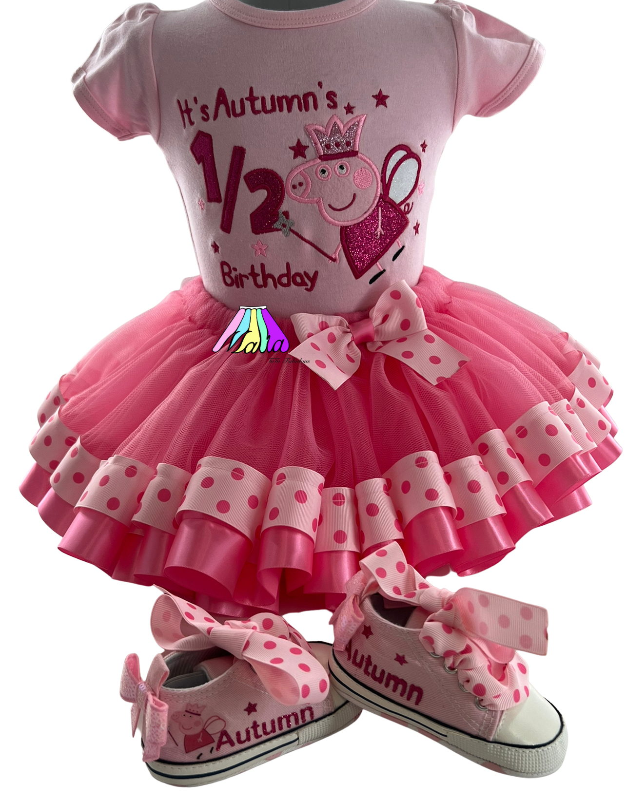 Princess Pig 1/2 Birthday Tutu Outfit 6-9 months Princess Pig 1/2 Birthday Tutu Outfit 6-9 months